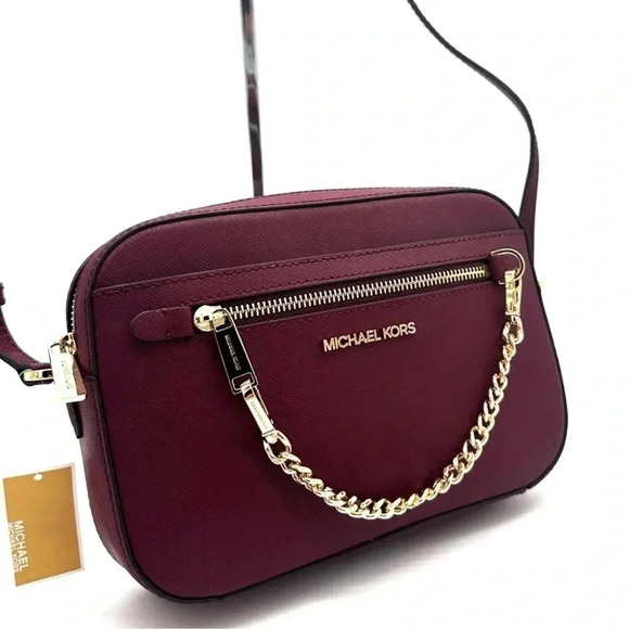 MICHAEL KORS LARGE EW ZIP CHAIN CROSSBODY BAG DARK CHERRY - Picture 3 of 11